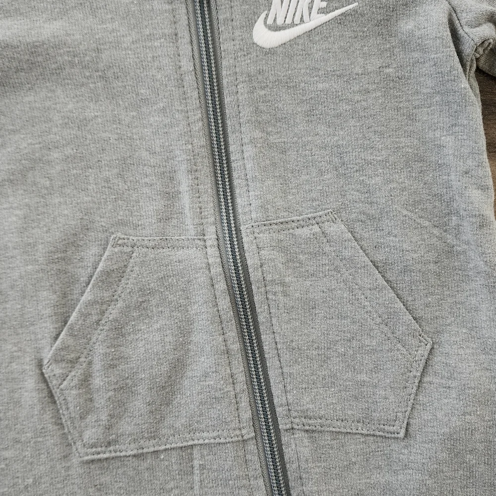 Nike 12M Zip Front Hooded Coveralls Gray NWT
